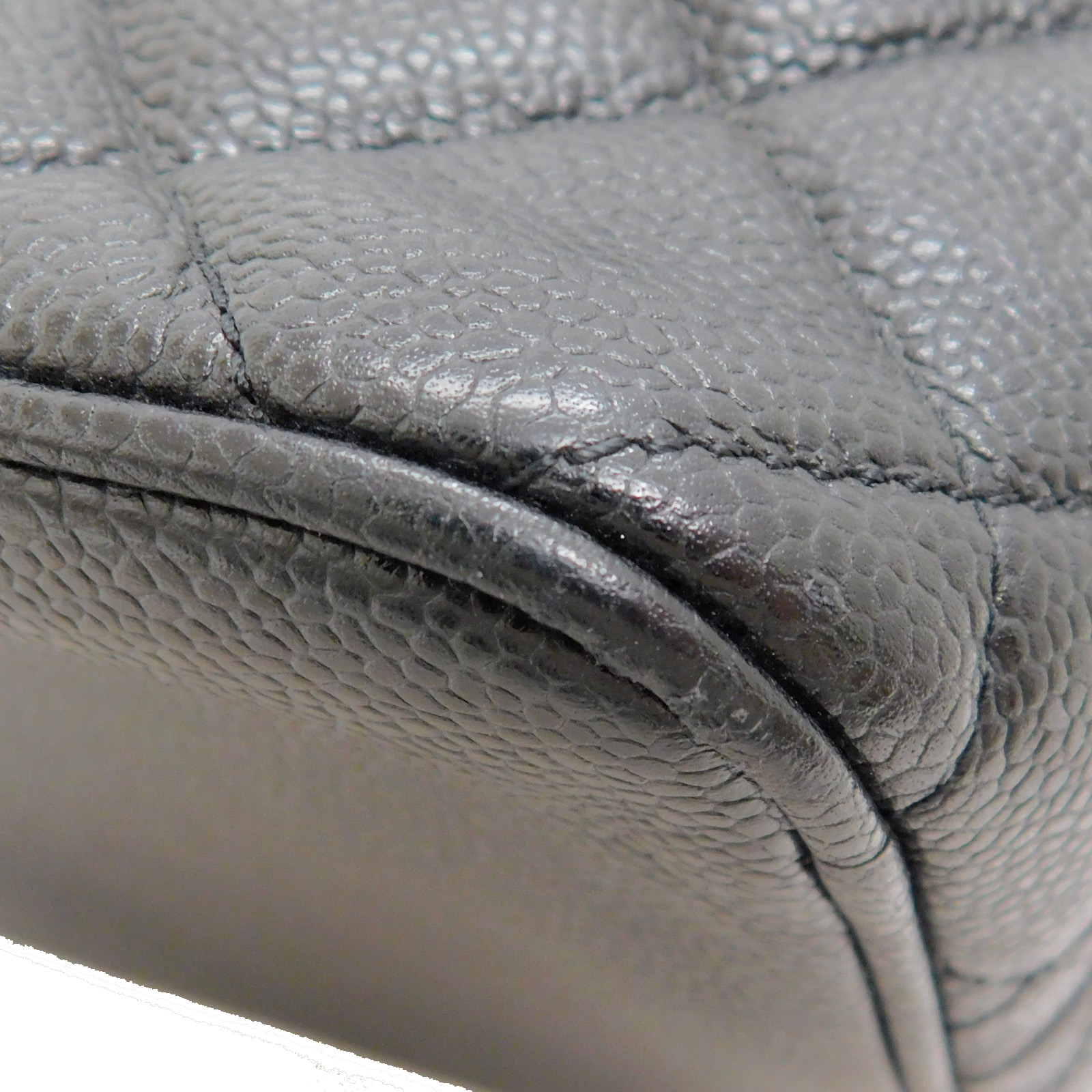 CHANEL MEDALLION Caviar Skin Leather Black Tote Bag #2646