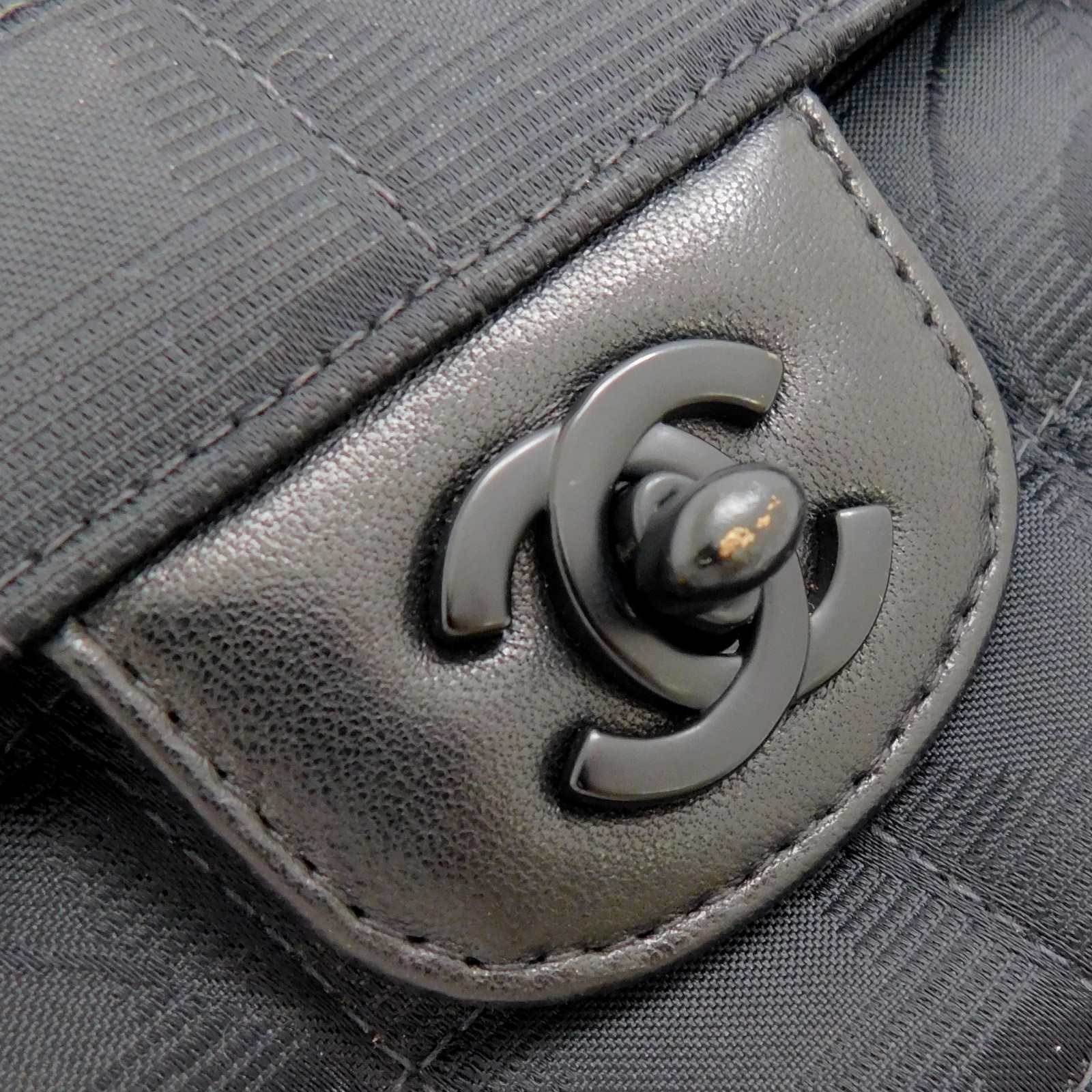 CHANEL New Travel Line Chain Nylon Black Shoulder Bag #2710