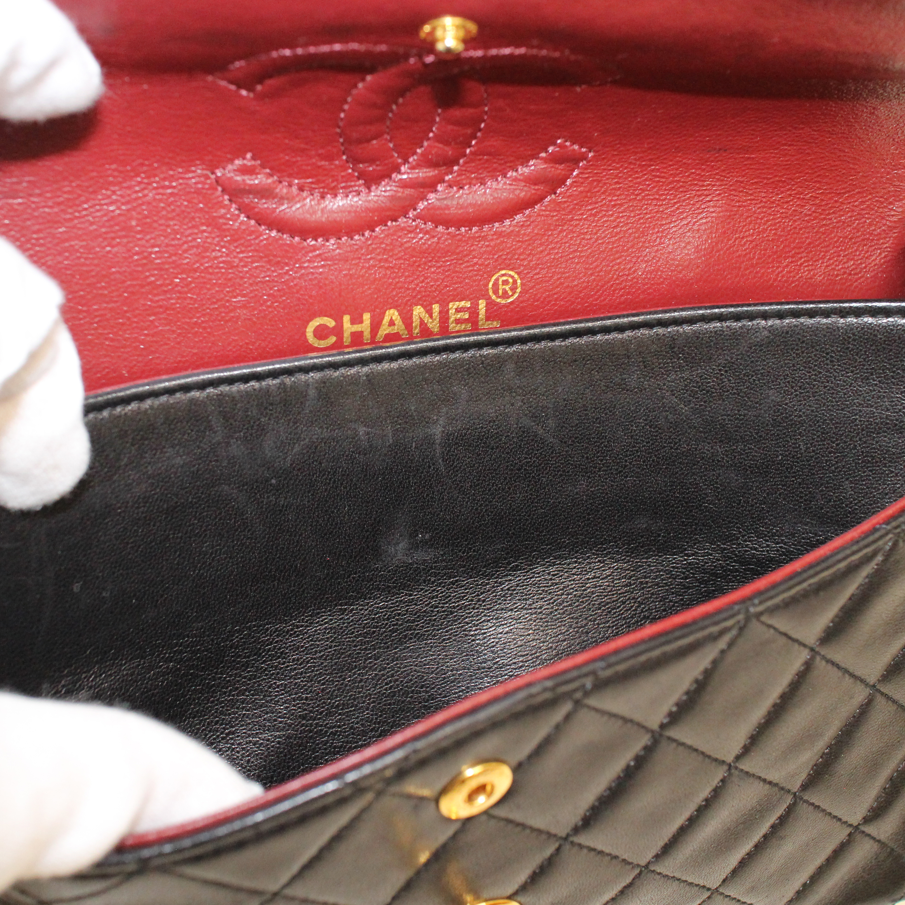 CHANEL Lamb Skin Double Flap 23 Small Chain Shoulder Bag #2762