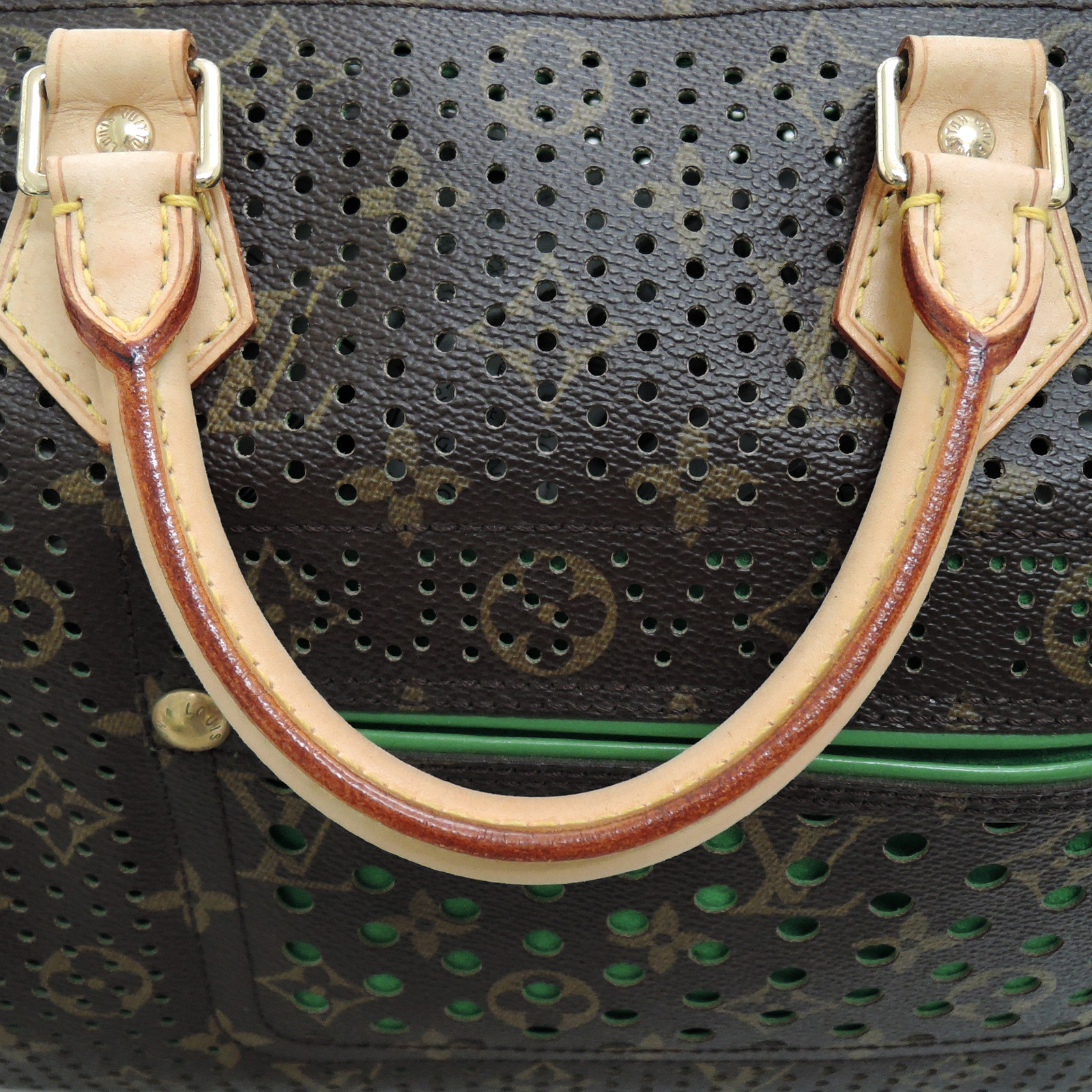 LOUIS VUITTON MONOGRAM Perfo Green SPEEDY 30 Bag Handbag #10 Rise-on