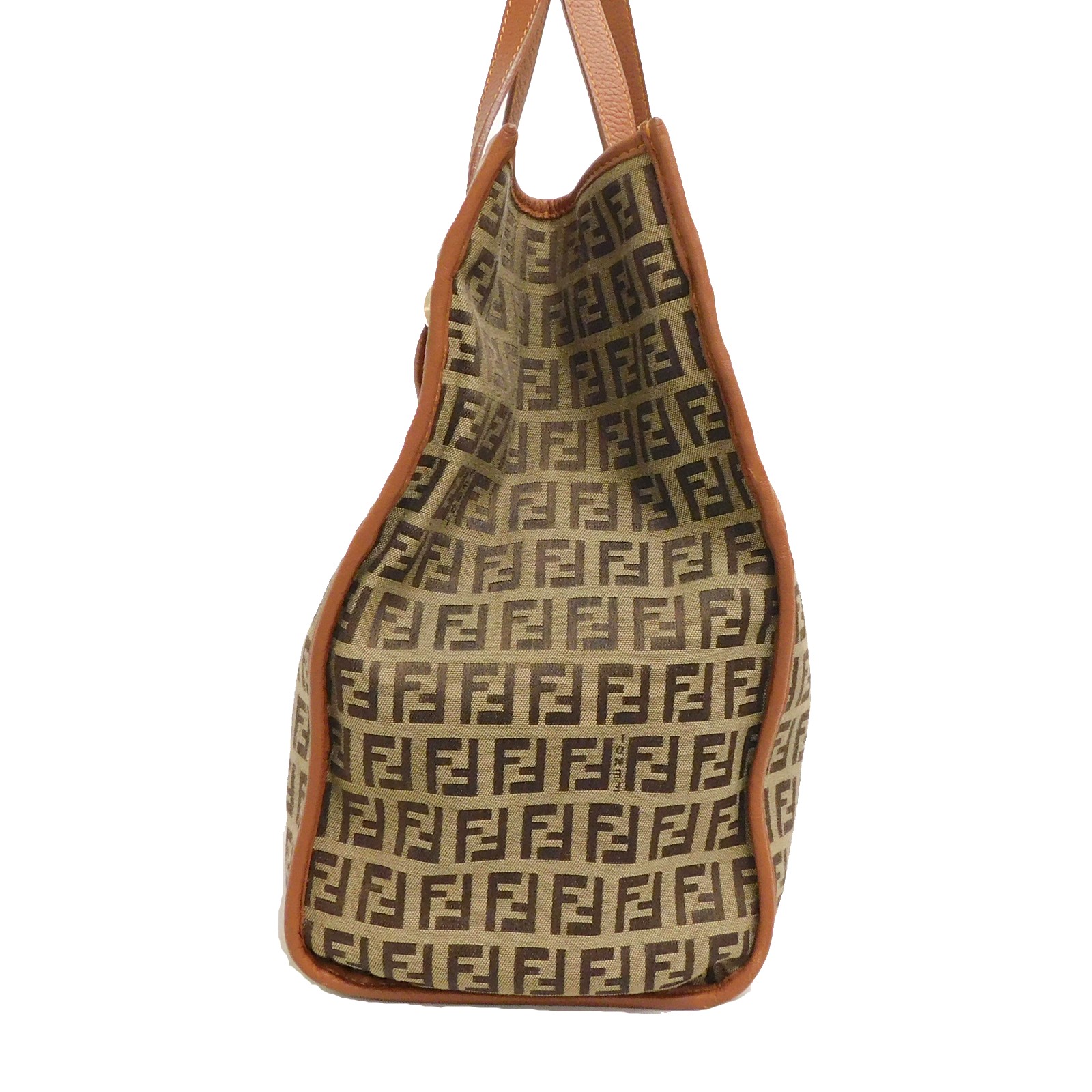 FENDIバケハ　yuu FENDI Zucchino Canvas Brown Handbag Shoulder Bag #31 Rise-on