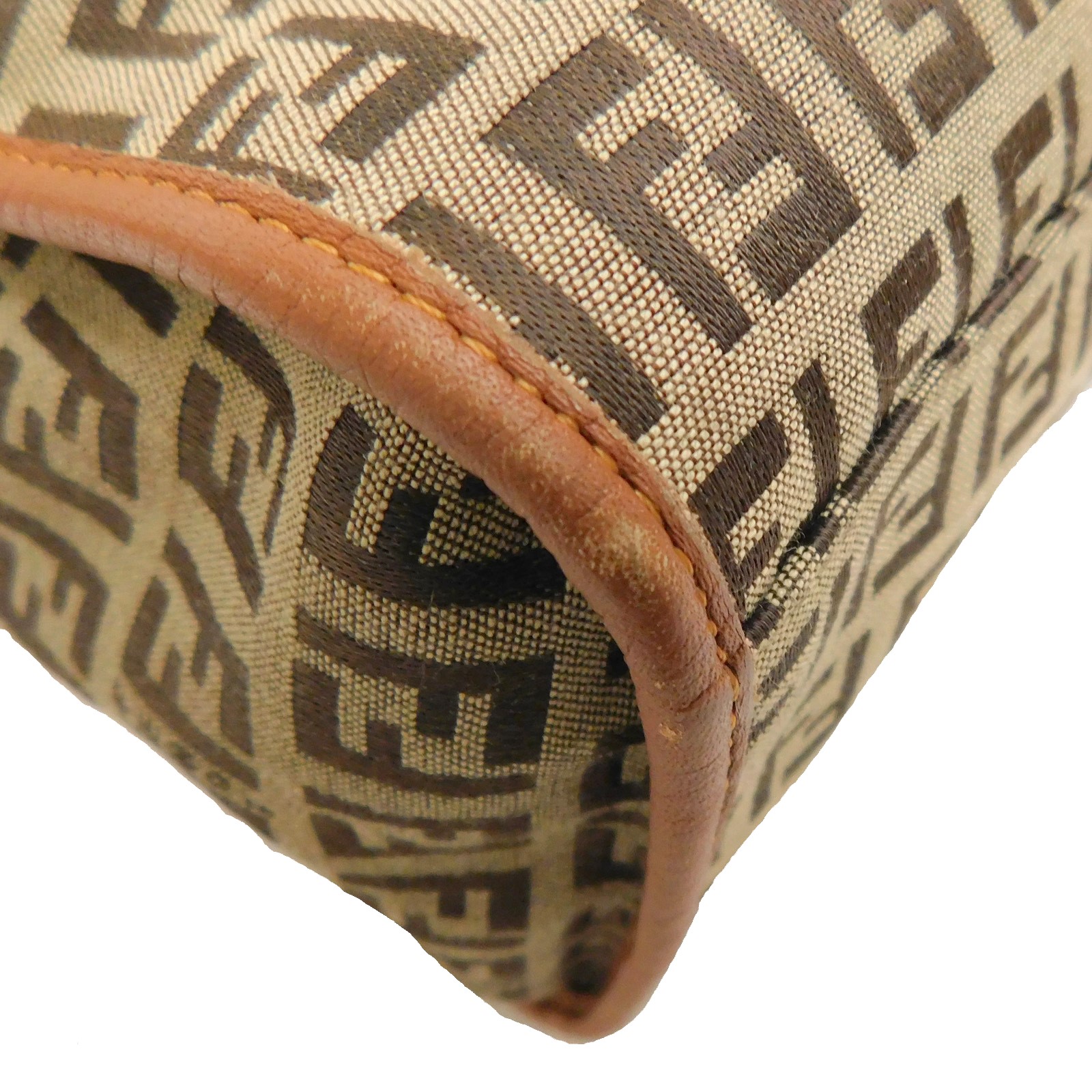 FENDI Zucchino Canvas Brown Handbag Shoulder Bag #31 Rise-on