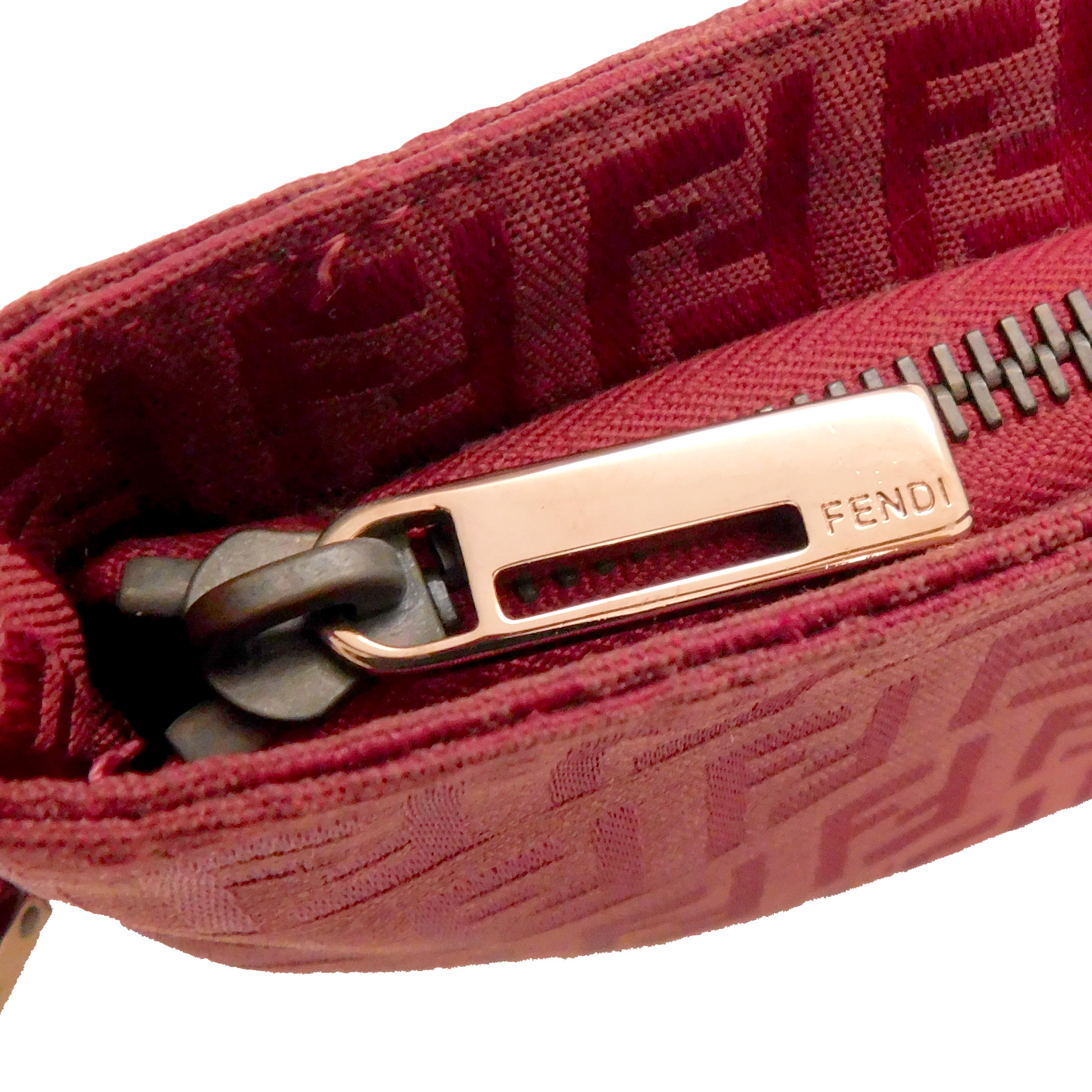 FENDI Zucchino Canvas Red Handbag Shoulder Bag #38 Rise-on FENDI Zucchino Canvas Red Handbag Shoulder Bag #38 Rise-on