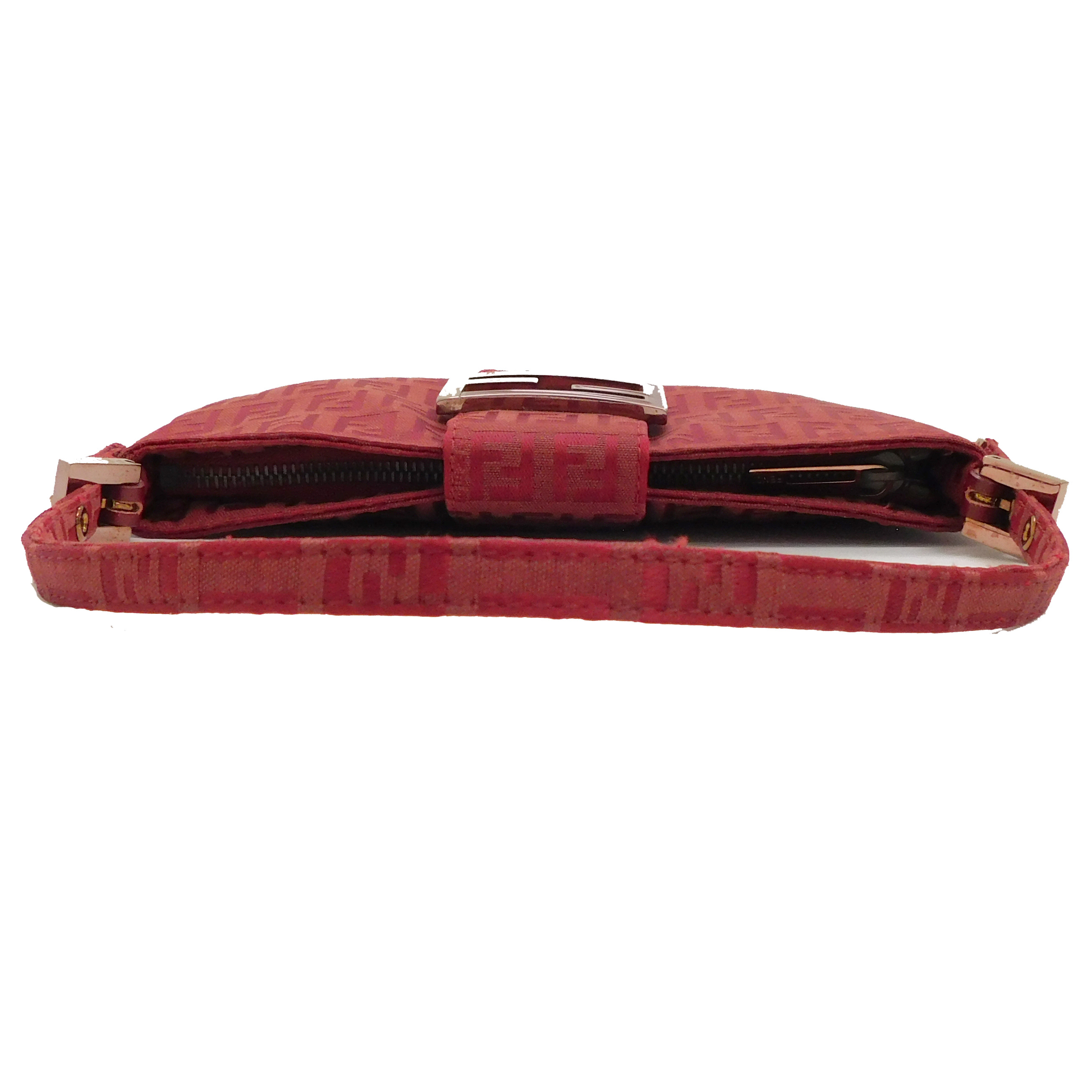 FENDI Zucchino Canvas Red Handbag Shoulder Bag #38 Rise-on FENDI Zucchino Canvas Red Handbag Shoulder Bag #38 Rise-on