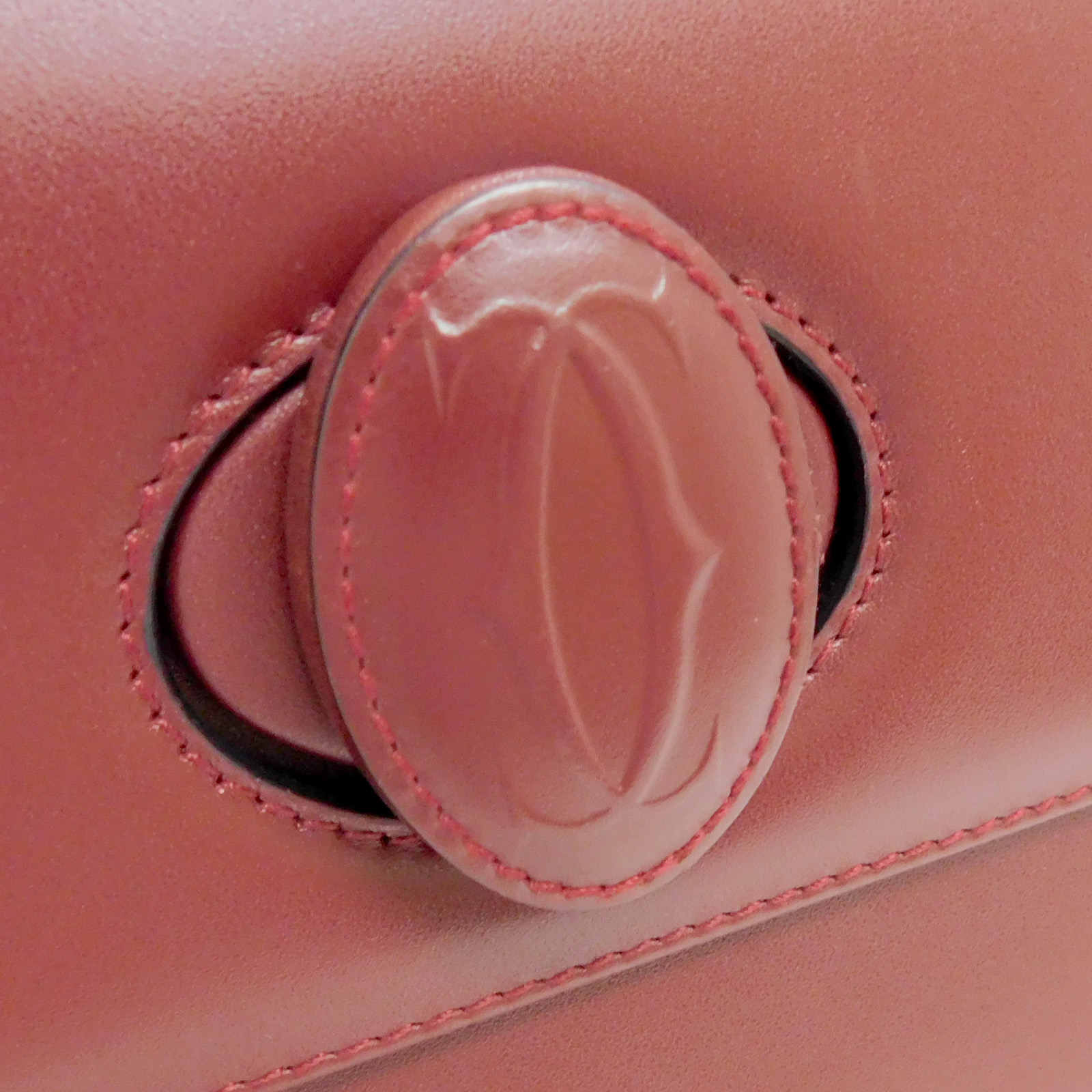 Cartier Must Line Burgundy Leather Turn Lock Handbag #28 Rise-on