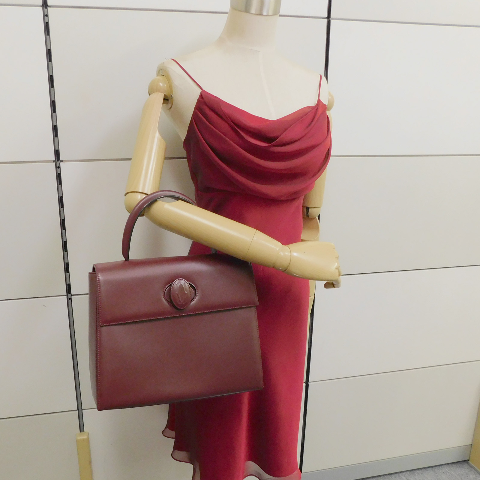 Cartier Must Line Burgundy Leather Turn Lock Handbag #28