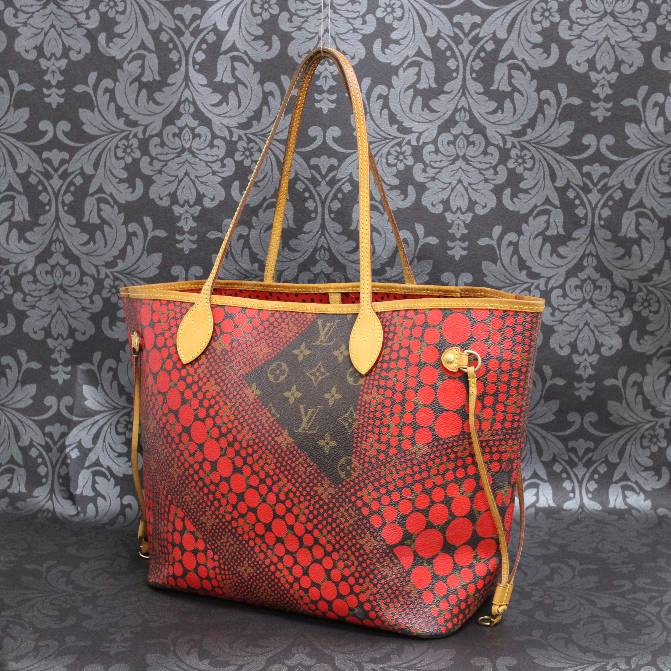 LOUIS VUITTON Monogram Neverfull MM Kusama Yayoi Red