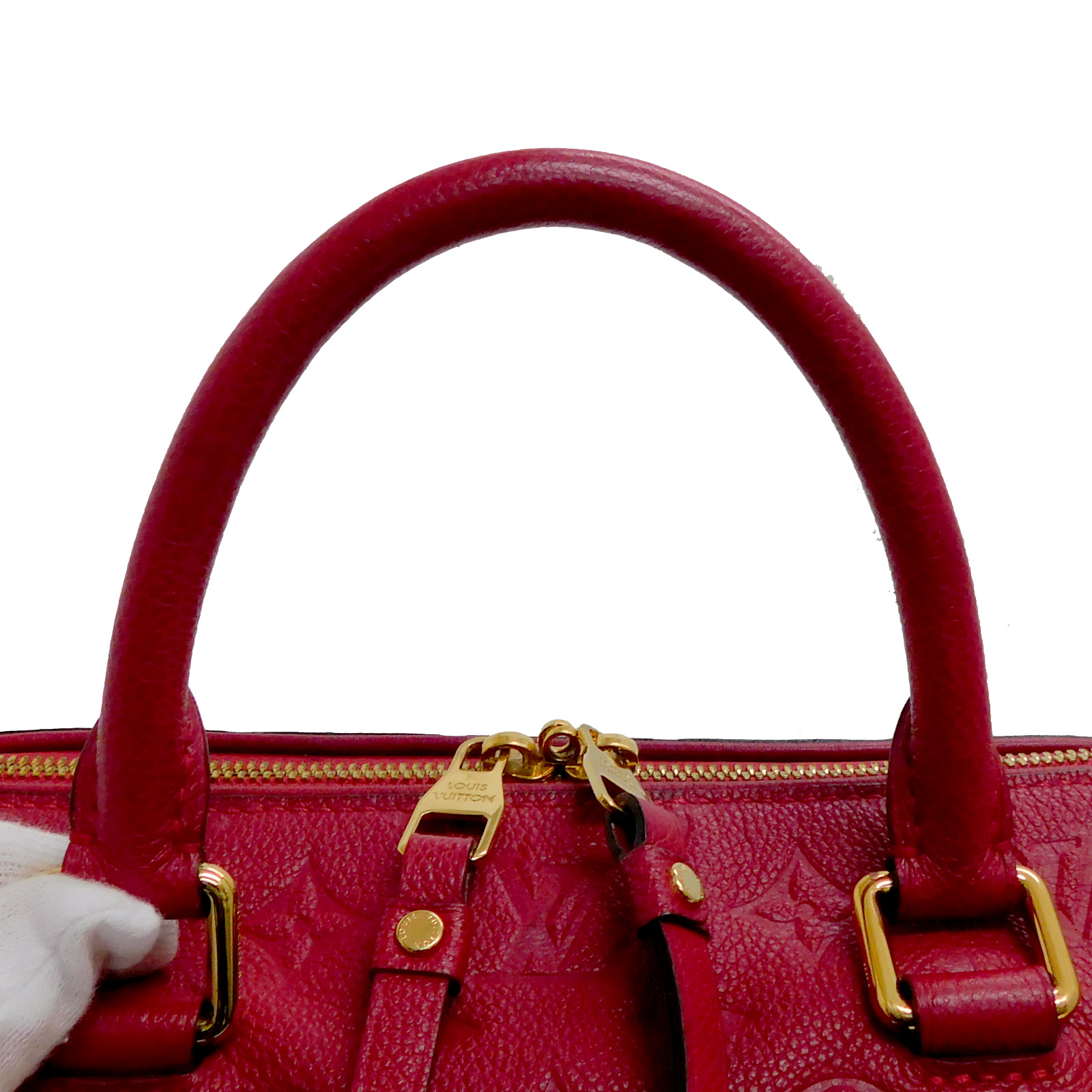 LOUIS VUITTON MONOGRAM Empreinte Speedy 25 Pink Red Shoulder