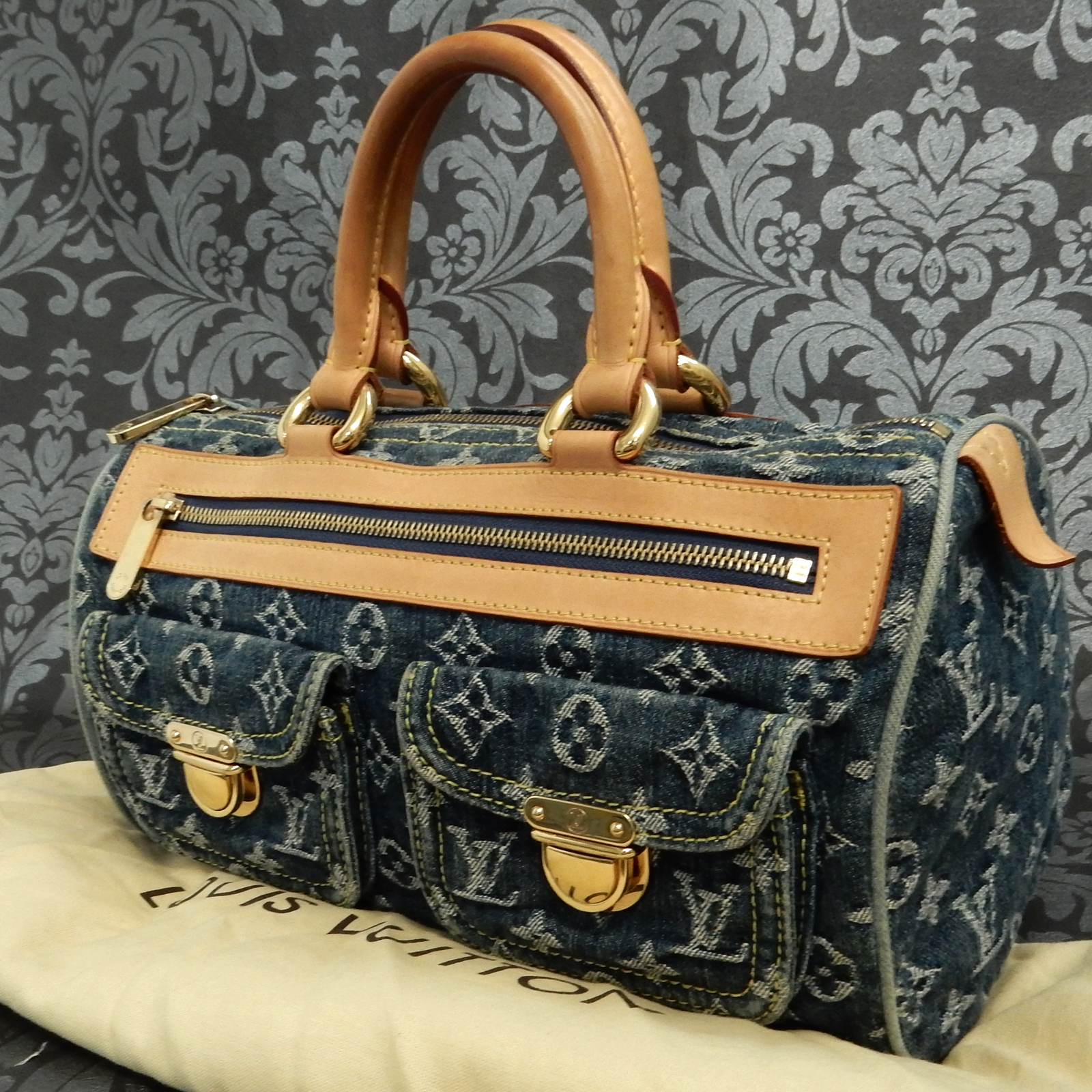 Rise On Louis Vuitton Monogram Denim Baggy Pm Blue Handbag 1 Ebay