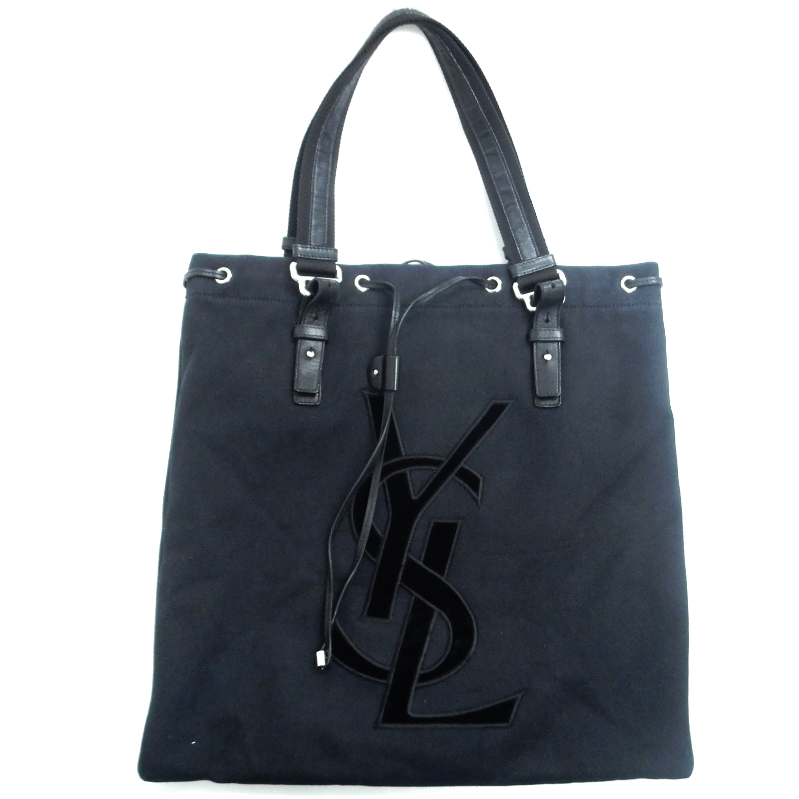 Riseon YVES SAINT LAURENT Black Canvas YSL Logo Kahala Tote Bag 11 eBay